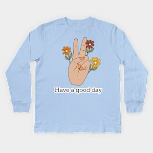 Just A Girl Who Love Flower And Hippie Style Kids Long Sleeve T-Shirt